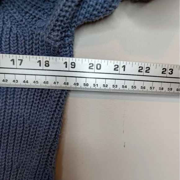 TALBOTS Blue Scoop Crew Neck Patterned Knit 100% Cotton Sweater Womans Medium - Picture 5 of 7